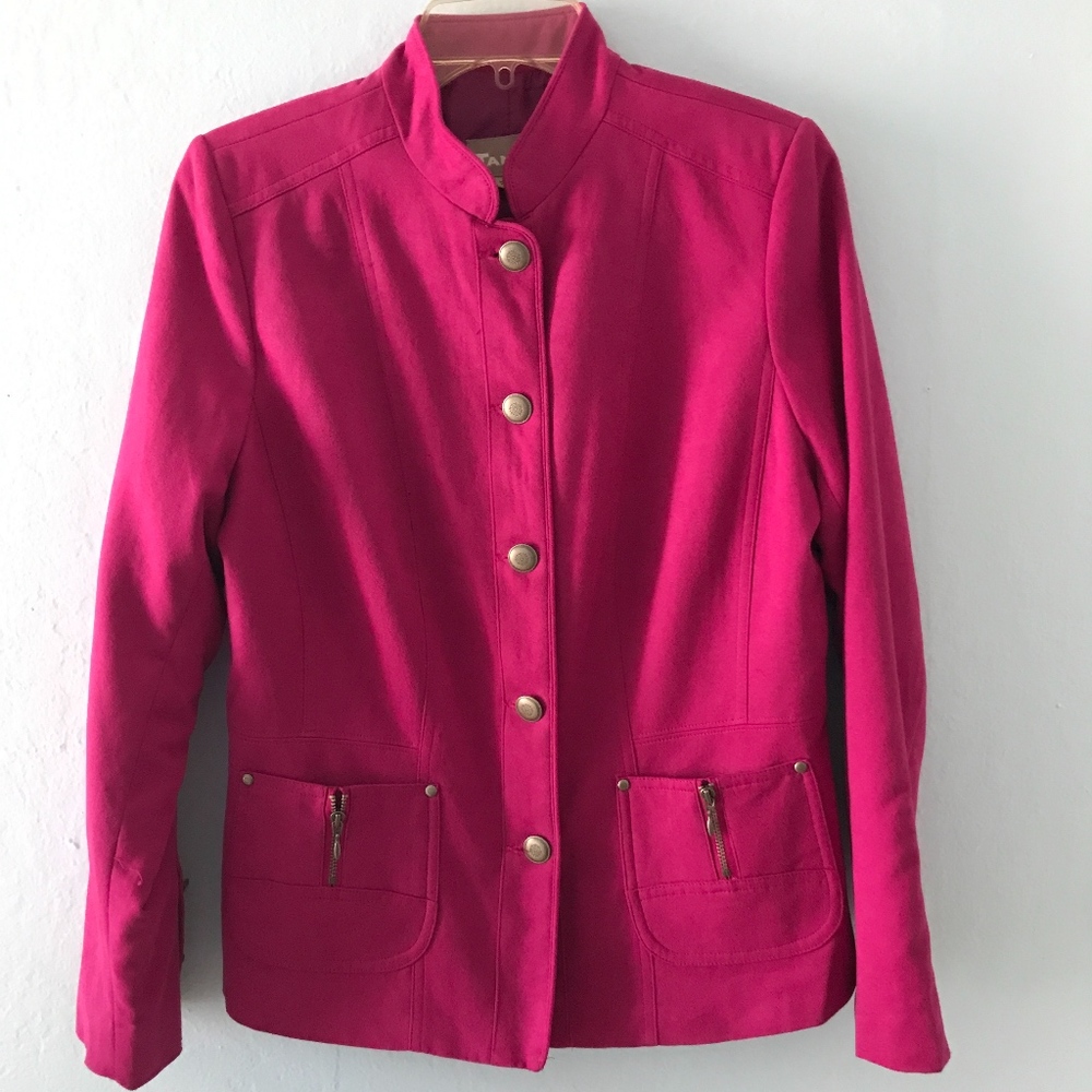 Hot pink jacket, sueded fabric